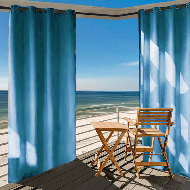 Niebieska zasłona do altany ogrodowej