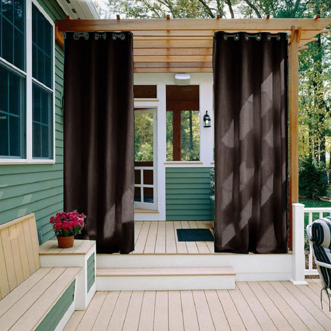 Brązowa wodoodporna zasłona ogrodowa na oczkach