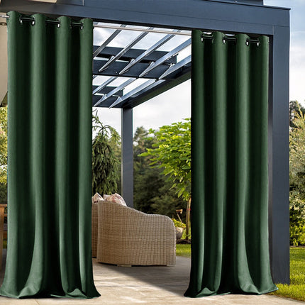 Ciemnozielona wodoodporna zasłona ogrodowa.
