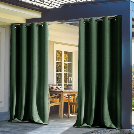 Ciemnozielona wodoodporna zasłona ogrodowa.