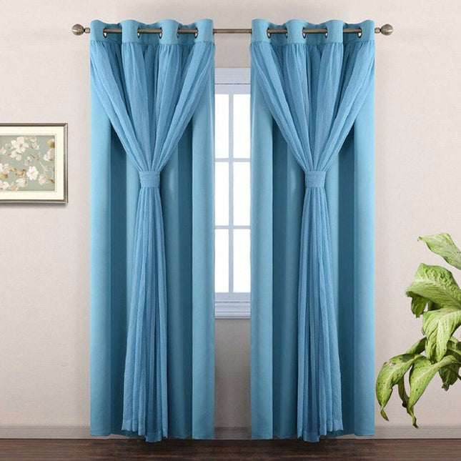 Podwójna zasłona zaciemniająca z woalem