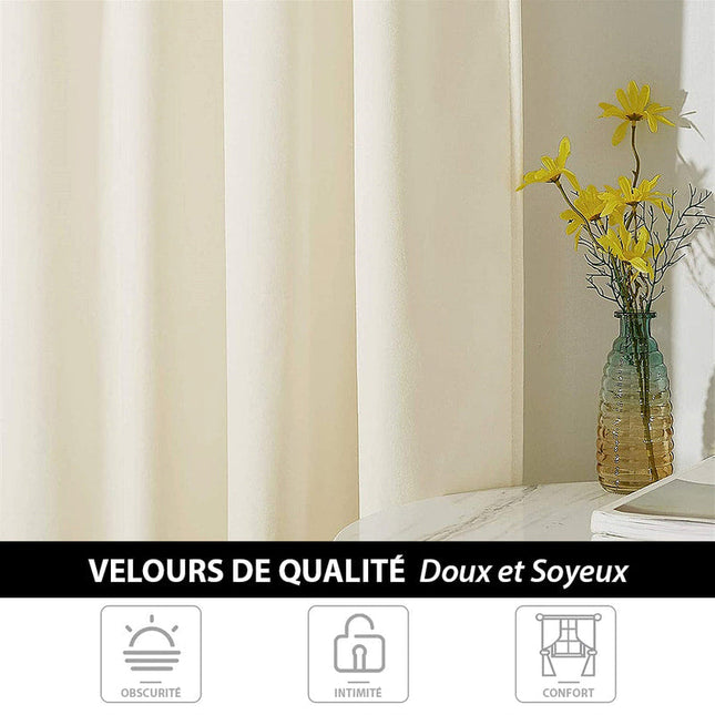 Aksamitna zasłona izolacyjna w kolorze ivory