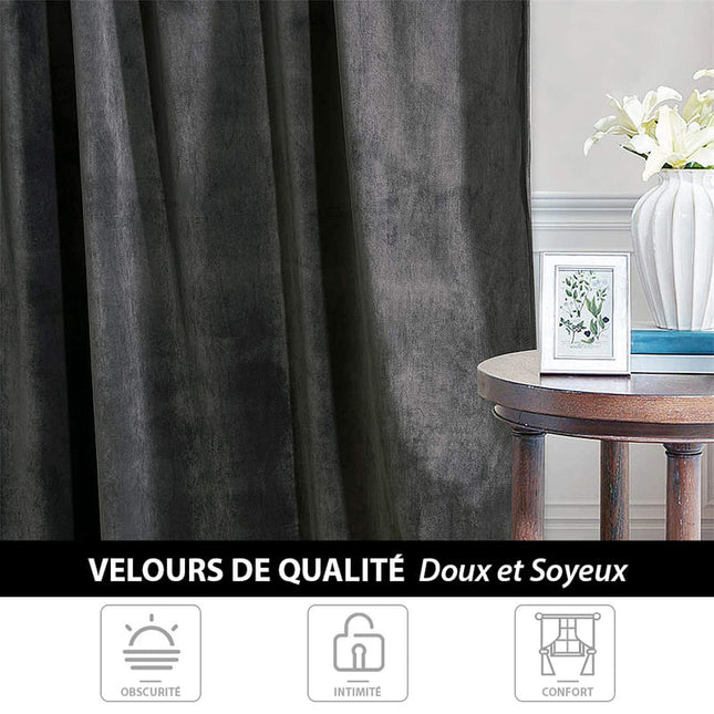 Ciemnoszara zasłona termiczna z weluru