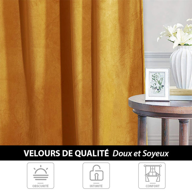 Aksamitna zasłona termiczna w kolorze złotym