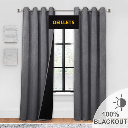 Ciemnoszara zasłona zaciemniająca z welwetu