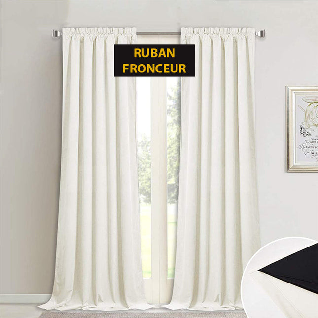 Biała zasłona welwetowa zaciemniająca na taśmie