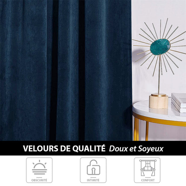 Granatowa zasłona welurowa do sypialni