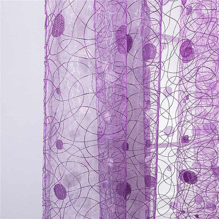 Lawendowa firana z haftowanym wzorem