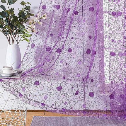 Lawendowa firana z haftowanym wzorem