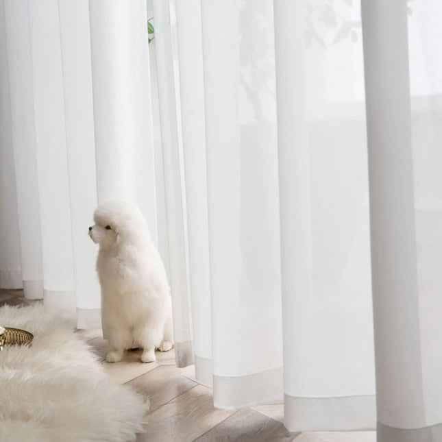 Gładka biała firana z woalu