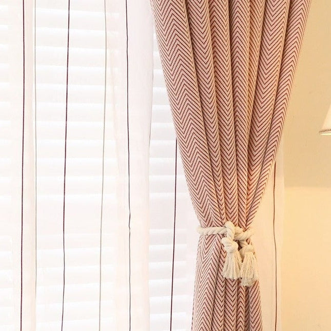 Czerwona zasłona w nowoczesny wzór zygzak