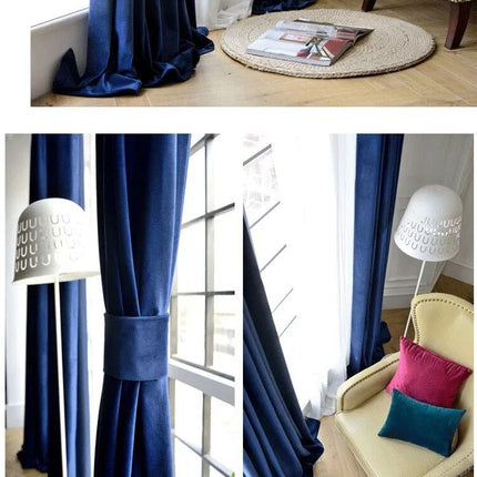 Niebieska welurowa zasłona zaciemniająca do salonu