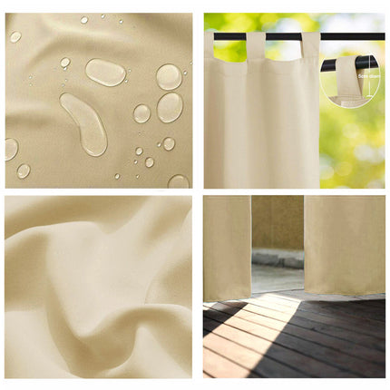 Kremowa zasłona zewnętrzna na pergolę