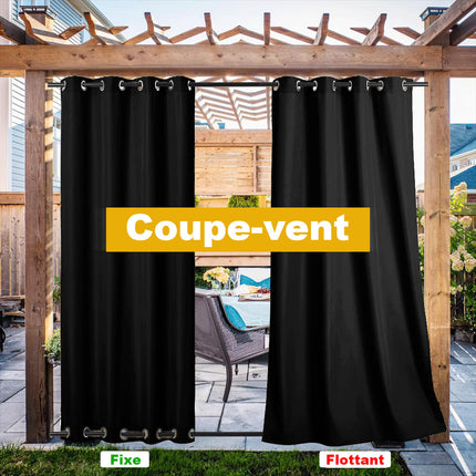 Czarna zasłona na pergolę wiatroodporna