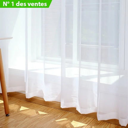 Nowoczesna gładka biała firana do salonu